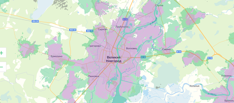 Покрытие 3G и 4G МегаФон в Великом Новгороде