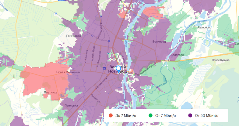 Покрытие скоростного интернета от МегаФон